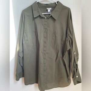 Olive Green Button-Up Shirt